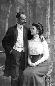 Pavel Zhukov med sin kone Anna, sent C19th